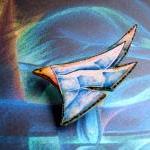 Blue Starbird wooden brooch..