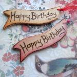 Happy Birthday WOODEN gift tags - hand painted and wood burnt ....