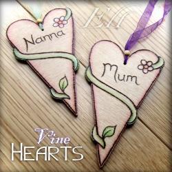 Nature Hearts - personalised wooden and pyrographed